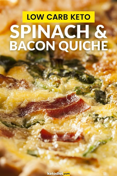 Spinach and Bacon Keto Quiche Recipe (3g Net Carbs!) Bacon Quiche Recipe, Bacon Spinach Quiche, Low Carb Quiche, Spinach And Bacon, Keto Quiche, Bacon Quiche, Quiche Recipe, Recetas Keto, Keto Lifestyle