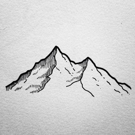 Mountain Drawing // Easy things to draw, drawing ideas, doodle ideas, mountain drawing, mountain doodle, things to draw #drawing #doodles Berg Tattoo, Mountain Sketch, Arte Doodle, Couple Drawing, Mountain Drawing, Drawing Eyes, White Drawing, Mountain Tattoo, Desenho Tattoo