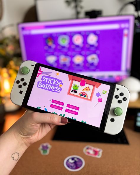 Don’t walk, ✨RUN✨ to the Nintendo eShop and start creating stickers from wherever you like! 😍✂️ You can now play Sticky Business on Nintendo Switch! 🥳 — #cozygames #indiegames #nintendoswitch #nintendoswitchgames #stickershop Gamer Setup Aesthetic, Cozy Gaming Desk, Sticky Business, Game Stickers, Aesthetic Game, Creating Stickers, Create Stickers, Nintendo Switch Console, Gaming Desk Setup