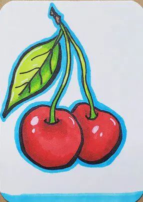 Easy Markers Drawing, Drawings Using Markers, Summer Draws Ideas, Easy Cherry Drawing, Easy Art Markers, Drawing Ideas With Paint Markers, Drawing Ideas Using Markers, Easy Color Drawings Ideas, Art Ideas Alcohol Markers