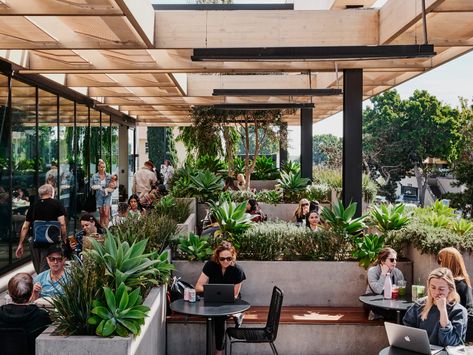 Talking shops - Issue 152 - Magazine | Monocle Cafe Architecture Exterior, Community Space Design, Plaza Design, Food Park, Coffee Shop Interior Design, Restaurant Architecture, Outdoor Cafe, Outdoor Restaurant, Homewares Shop