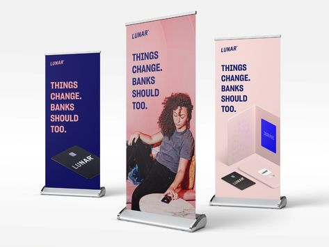 Lunar roll-ups by Steffen for Lunar on Dribbble Roller Banner Design, Retractable Banner Design, Pull Up Banner Design, Rollup Design, Standing Banner Design, Rollup Banner Design, Conference Banners, Welcome Banners, Tradeshow Banner