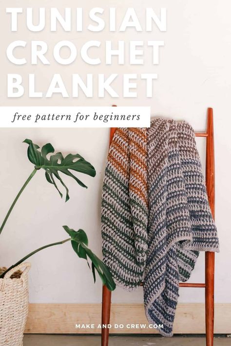 Easy Tunisian Crochet Blanket Pattern for Beginners Easy Tunisian Crochet Blanket, Crochet Blanket Measurements, Tunisian Crochet Blanket Pattern, Crochet Blanket For Beginners, Beginner Blanket, Tunisian Crochet Free, Easy Tunisian Crochet, Tunisian Crochet Blanket, Tunisian Crochet Pattern