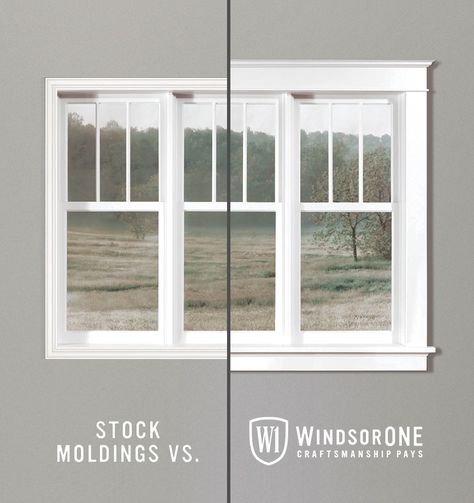 Stock vs. WindsorONE Molding - WindsorONE Craftsman Molding And Trim, Classical Craftsman Molding, Classical Craftsman, Peru House, Exterior Window Molding, Craftsman Molding, 20th Century Architecture, Craftsman Windows, Craftsman Window