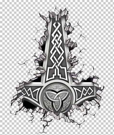 Thors Hammer Tattoo, Comic Graphic Design, Viking Skull Art, Thor Hammer Tattoo, Mjolnir Tattoo, Viking Compass Tattoo, Thor Tattoo, Hammer Tattoo, Unique Half Sleeve Tattoos