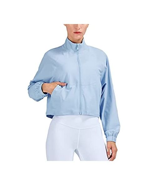 Yeokou Womens Zip Up Sports Loose Running Workout Sun Protection Jackets with Pockets(White-XL) at Amazon Women’s Clothing store Long Sleeve Workout Shirt, Yoga Bottoms, Sports Jackets Women, Jacket Sport, Long Sleeve Workout, Yoga Tank Tops, Yoga Tops, Cropped Jacket, Workout Jacket