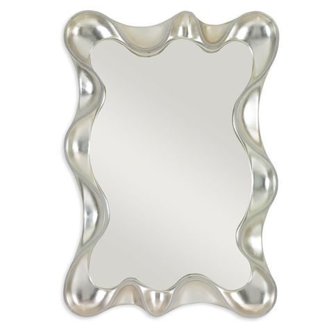 Scalloped Mirror - Silver Scalloped Mirror, Leaf Frame, Mirror Silver, Luxury Dinnerware, Chrome Frame, Rectangular Mirror, Metal Mirror, Modern Accents, Wall Mirrors