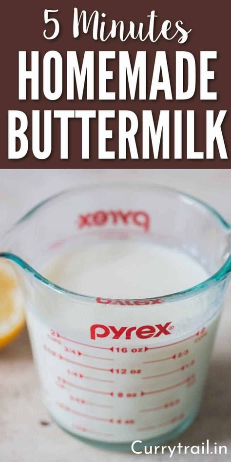 Make homemade buttermilk substitute in less than 5 minutes using just 2 ingredients, use in pancakes, biscuits or to marinate/brine meat. #homemadebuttermilk #buttermilksubstitute #buttermilkrecipe #buttermilk Buttermilk Alternative, Baking Mix Recipes, Buttermilk Substitute, Brine Chicken, How To Make Buttermilk, Buttermilk Recipes, Homemade Buttermilk, Baking Substitutes, Food Substitutions