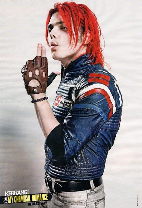 Gerard Way Danger Days, Party Poison, Danger Days, Blue Leather Jacket, I Love Mcr, Black Parade, Gerard Way, Emo Bands, True Life