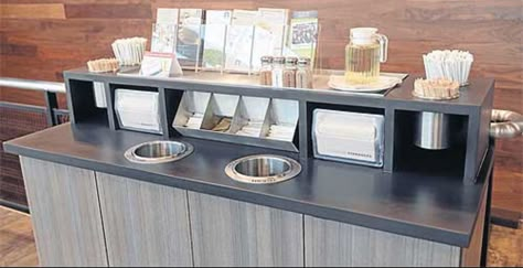 Condiment Station Restaurant, Restaurant Station, Food Counter, Coffee Counter, Coffee Bar Station, Food Cart Design, Coffee Room, Coffee Roastery, Coffee Store