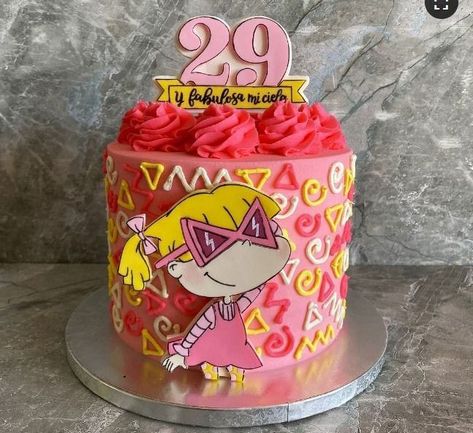 Rugrats Cake, Angelica Rugrats, Lol Doll Cake, 30th Birthday Decorations, Birthday Cake Recipe, Doll Cake, Cake Roll, Drip Cakes, Vintage Cake