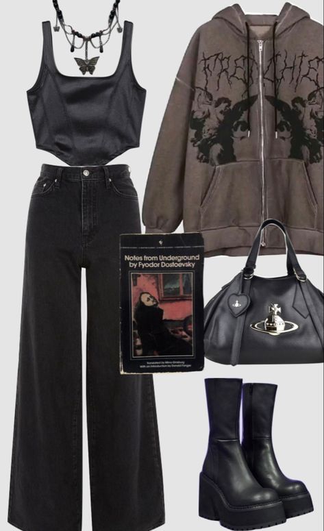 1990s Fashion Grunge, Grunge Party Outfit, Aesthetic School Outfits, Grunge Collage, Platform Boots Outfit, Outfit Ideas Grunge, Grunge Outfits 90s, Punk Outfit, Metal Outfit