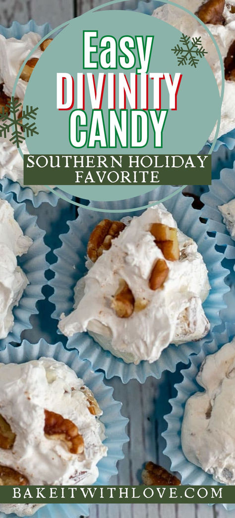 Southern Divinity Candy Southern Divinity Candy, Old Fashioned Divinity Candy, Angel Food Christmas Candy, Divinity Recipe Easy, Old Fashioned Hard Candy Recipes, Best Divinity Recipe, How To Make Divinity Candy, Homemade Divinity Candy, Divinity Candy Easy