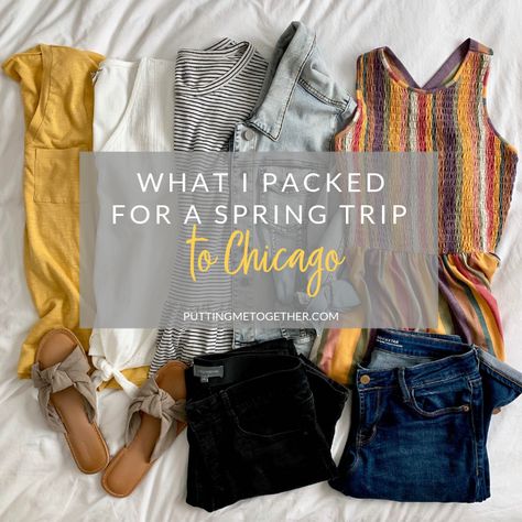 My Packing List for a Quick Chicago Trip - What to Pack for a Spring Trip Chicago Vacation Outfits, Chicago Spring Outfits, Long Weekend Packing List, Chicago Summer Outfit, Chicago Travel Outfits, Weekend Trip Outfits, Long Weekend Packing, Weekend Trip Packing, Trip Outfit Summer