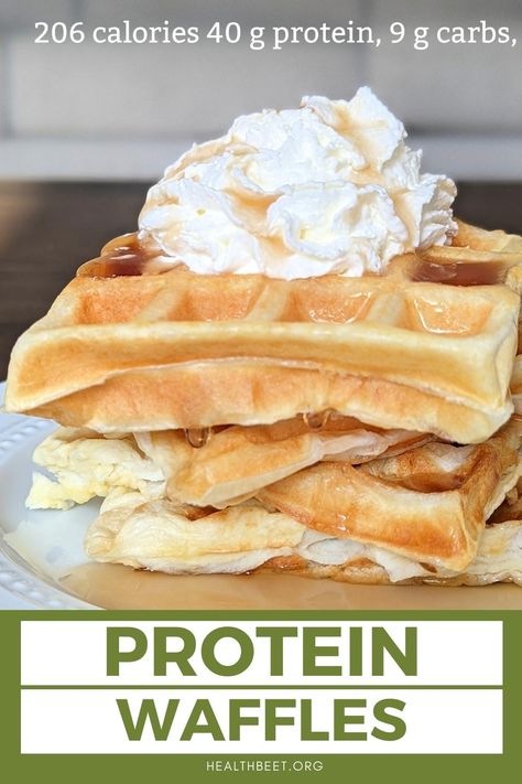 40 Grams Protein, High Protein Waffle Recipe, Protein Waffle Recipe, Health Beet, Homemade Protein Powder, Protein Powder Pancakes, Low Calorie Protein, Waffle Iron Recipes, High Protein Breakfast Recipes