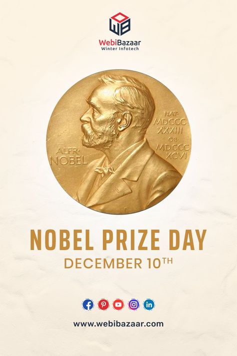 Nobel Prize Day falls on December 10 every year. It honors the achievements of Alfred Bernhard Nobel, a Swedish engineer, chemist, entrepreneur, and philanthropist. #nobelprize #science #nobel #physics #chemistry #space #nobelprizewinner #nobelpeaceprize #life #scientist #technology #nasa #nature #world #india #america #tesla #bookstagram #nobellaureate #time #mariecurie #literature #hardvard #rolex #galvanization #rickandmorty @webibazaar Business Website Design Templates, Alfred Nobel, Website Design Templates, Nobel Prize Winners, Business Website Design, Ecommerce Themes, Nobel Peace Prize, Ecommerce Website Design, Marie Curie