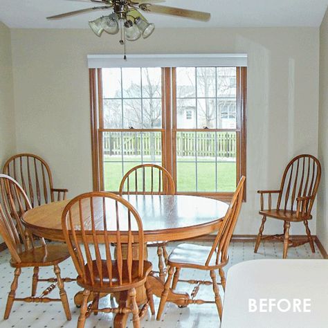 The Best Way to Update Oak Furniture: Before & After | Maria Killam Painting Oak Furniture, Ethan Allen Dining Table, Painted Oak Table, Oak Dining Room Set, Oak Table And Chairs, Dining Chair Makeover, Kitchen Table Oak, Dining Room Table Makeover, Oak Dining Room Table