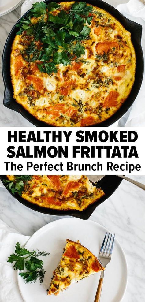 Eggs Smoked Salmon, Smoked Salmon Egg Bake, Egg And Smoked Salmon Breakfast, Salmon And Egg Recipes, Salmon Eggs Recipe, Egg Salmon Breakfast, Salmon Frittata Recipes, Salmon For Breakfast Recipes, Make Ahead Frittata Recipes