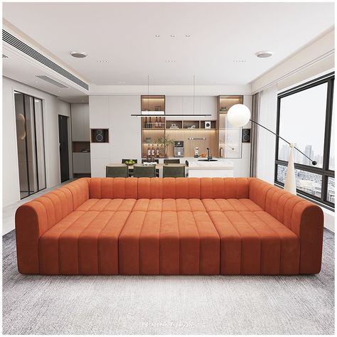 Sofa #chair #sofa #armchair #nichedesignchair #Creativechair #Leisurechair #Furniturerecommendation #furnituregooditems #highappearancelevelfurniture #homeinspiration #furniture #Homedesign #Accidentalart #Designer #casualchairfullofdesign #Internetcelebritysofachair #lazysofachair Sectional Sleeper Sofas, Orange Modular Sofa, Playpen Sofa, Living Room Conversation Pit, Sofa Pit, Canape Design, Giant Couch, Unique Couches, Pit Sectional Sofa