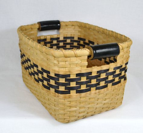 Large Woven Reed Storage Basket or Bin with by BrightExpectations, $52.00 Basket Design Ideas, Pottery Handles, Reed Basket, Love Baskets, Yellow Basket, Weaving Baskets, Basket Art, Shelf Bins, Basket Patterns