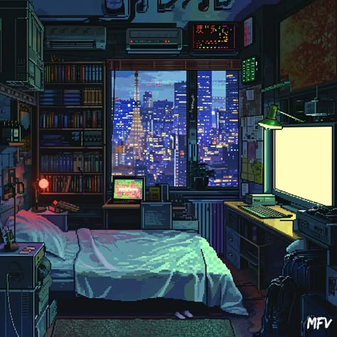 Cyberpunk Room Interiors, Sims 4 Layout, Cyberpunk Bedroom, Aesthetic Art Drawing, Vaporwave Room, Kpop Retro, Lo Fi Aesthetic, Celebrity Bedrooms, Cyberpunk Room