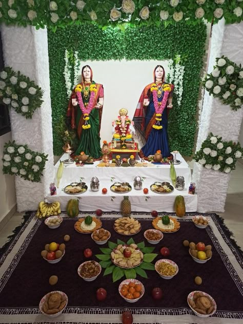 Mahalaxmi Makhar Decoration, Mahalaxmi Background Decoration Ideas, Gauri Pujan Decoration, Gauri Ganapati Decoration, Mahalakshmi Decoration Ideas, Mahalaxmi Decoration Ideas, Gauri Ganapati Decoration At Home, Gauri Decoration Ideas At Home, Gauri Decoration Ideas