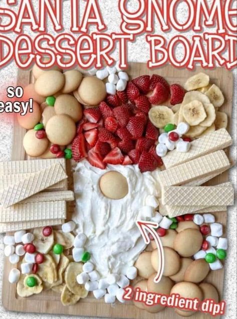 Christmas Gnome Charcuterie Board, Gnome Charcuterie Board, Santa Gnome Dessert Board, Gnome Dessert Board, Gnome Desserts, Christmas Dessert Charcuterie Board, Holiday Charcuterie, Kids Plate, Dessert Board