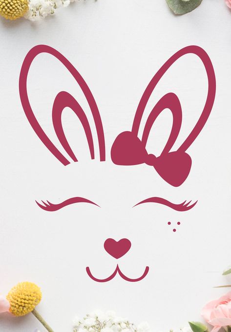 Bunny Face Svg, Peeps Svg, Easter Art Project, Valentine Svg Files, Easter Bunny Svg, Card Svg, Bunny Face, Easter Art, Bunny Svg