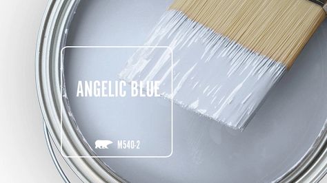 ANGELIC BLUE M540-2 | Behr Paint Colors Best Blue Paint Colors Behr, Dusty Blue Paint Color Behr, Behr Soft Blue Paint Colors, Behr Bedroom Paint Blue, Behr Air Blue, Behr Lyric Blue, Blue Room Paint, Dusty Blue Paint, Purple Paint Colors