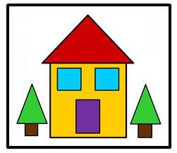 Shape House, Shape House Craft, How To Draw Using Shapes, Shapes House Craft, Shape House Craft Preschool, House Art And Craft For Preschool, House Shapes, Drawing With Shapes, Scenery Using Geometrical Shapes