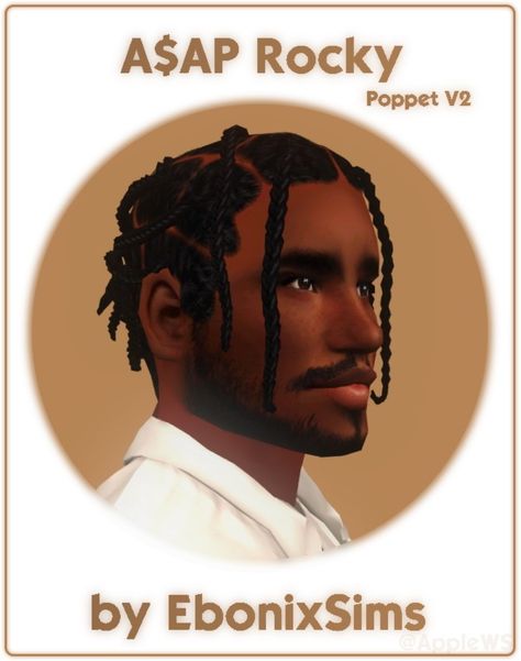 4t2 A$AP Rocky Hair by EbonixSims  Yes ma'am!  My first male hairstyle is finally up and it has physicssss! AAAAAAAAaa  ok anyways, enjoy!! hehehe  ☆ Informations ☆   All ages | Male only | PoppetV2 | 18k... Sims 2 Black Hair, Sims 4 Afro Hair Male, Sims 2 Cc Hair, Sims 4 Afro Hair, Male Hairstyle, Sims 4 Hair Male, Sims 2 Hair, Sims 4 Black Hair, Cc Packs