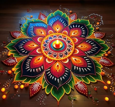 Some Rangoli Designs, Rangoli Designs Beautiful Unique, Rangoli Designs Circles Patterns, Big Beautiful Rangoli Designs, Rangoli Design Ideas For Diwali, Rangoli Designs Fir Diwali, Very Big Rangoli, Heavy Rangoli Designs For Diwali, Diwali First Day Rangoli