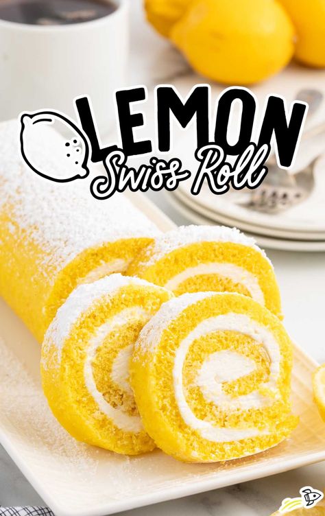 Lemon Rolls Cream Cheese, Lemon Cream Swiss Roll, Lemon Cake Roll Recipe, Lemon Roll Cake Recipe, Lemon Swiss Roll, Dried Lemon Zest, Swiss Roll Recipe, Swiss Roll Cakes, Dessert Light