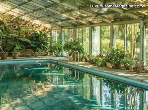 Indoor Swimming Pool Design, Indoor Pool Design, Piscina Interior, Indoor Pools, Indoor Outdoor Pool, Luxury Pools, Dream Pools, Sunrooms, Indoor Swimming Pools