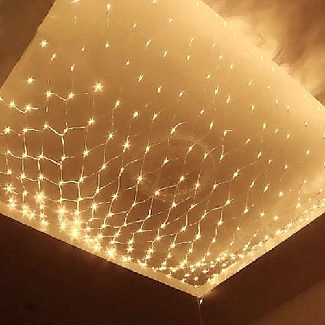 Net Lights On Ceiling, Chirtmas Decoration, Tapestry Ceiling, Ceiling Tapestry, Hall Lights, Lights For Party, Christmas Net Lights, Christmas Fairies, Enchanted Forest Party