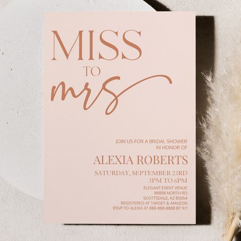 Miss To Mrs Bridal Shower Ideas, Mrs Brown, Bohemian Bridal Shower, Miss To Mrs, From Miss To Mrs, Bohemian Bridal, Bridal Shower Theme, Bridal Shower Invitation, Bridal Shower Invitations