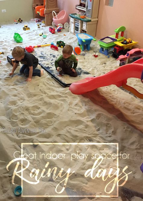 Indoor Sandbox, Chicago Activities, Indoor Playground Design, Indoor Play Area, Sand Game, Indoor Playroom, Lincoln Park Chicago, Reggio Classroom, Monster Trucks Birthday Party