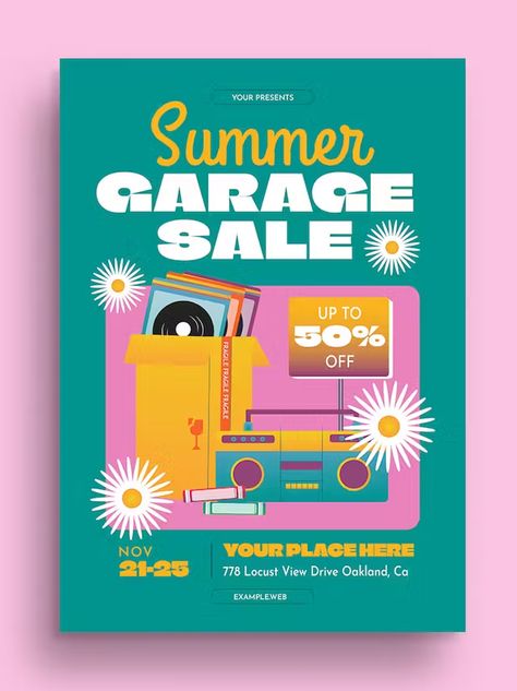 Tosca Flat Design Summer Garage Sale Flyer Template AI, PSD Garage Sale Flyer, Sale Flyer, Garage Sale, Garage Sales, Print Templates, Flat Design, Flyer Template, Flyer Design, Garage