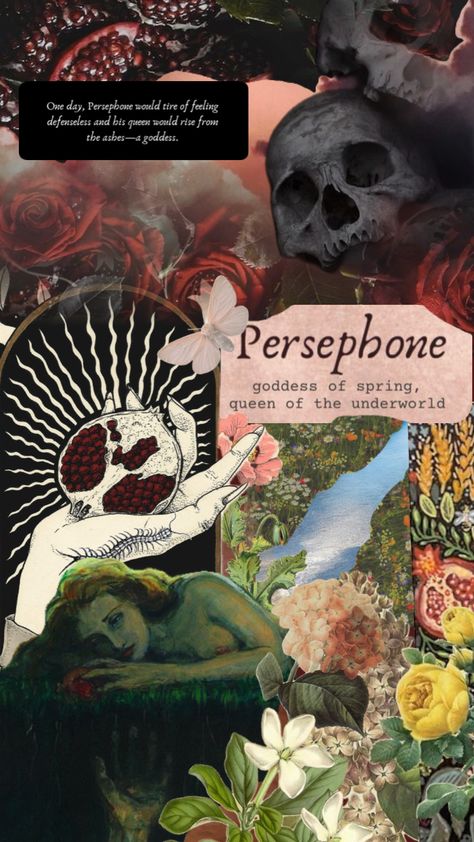 Goddess of Spring, Queen of the Undeworld #comp #Persephone #nature Persephone Aesthetic, Hades Aesthetic, Persephone Goddess, Goddess Of Spring, Character Prompts, Alternative Aesthetic, Hades And Persephone, Fantasias Halloween, Greek Myths