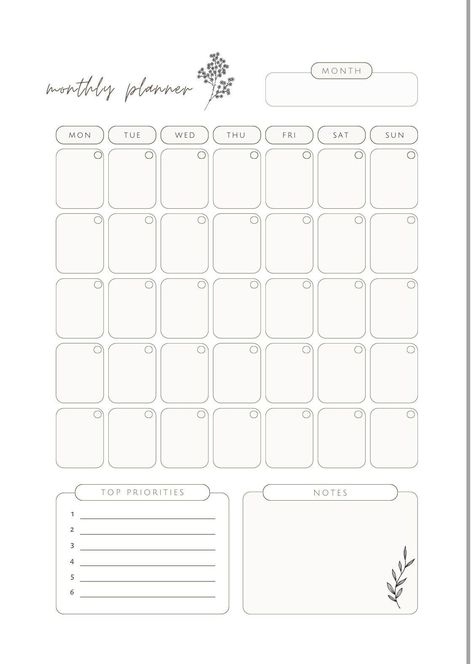 Simple Monthly Calendar | Print at Home Cute Calendar Template 2024, Aesthetic Monthly Calendar, Cute Calendar Template, Month Calendar Printable, Blank Calendar Printable, Printable Calendar Design, Planner Monthly Layout, Calender Printables, Blank Calendar Pages