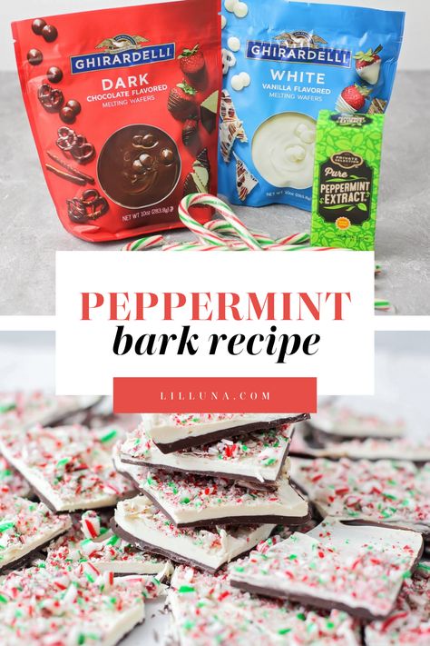 This peppermint bark recipe requires just a few ingredients to make this holiday classic. Top with crushed candy canes, toffee bits, or nuts! #chocolate #marblebark #peppermintbark #candybark #christmascandy #peppermint Easy Peppermint Bark Recipe, Easy Peppermint Bark, Christmas Peppermint Bark, Peppermint Bark Recipe, Homemade Peppermint Bark, Peppermint Bark Recipes, Holiday Fudge, Christmas Bark, Perfect Christmas Dinner