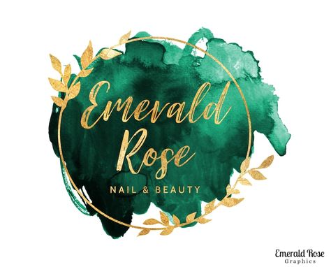 Emerald Logo Design, Business Logo Background, Watercolour Logo, Deco Spa, Tech Event, Logo Makeup Artist, Gold Logo Design, Logo Makeup, Gold Foil Logo