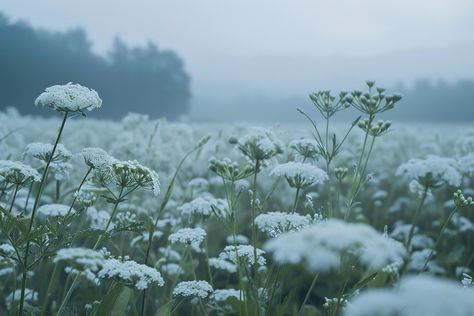 Field of White Flowers in the Fog Background Field Of White Flowers, White Flower Field, Fog Background, Fog Wallpaper, Ichiko Aoba, Field Aesthetic, Foggy Forest, Tree Saw, Wedding People