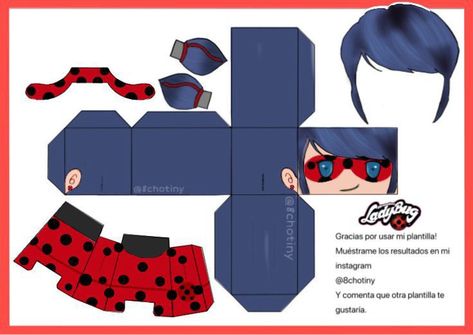 Ladybug Paper Craft, Ladybug Doll, Ladybug Cartoon, 3d Karakter, Cartoon Paper, Anime Paper, Paper Toys Template, Paper Doll Template, Papercraft Templates