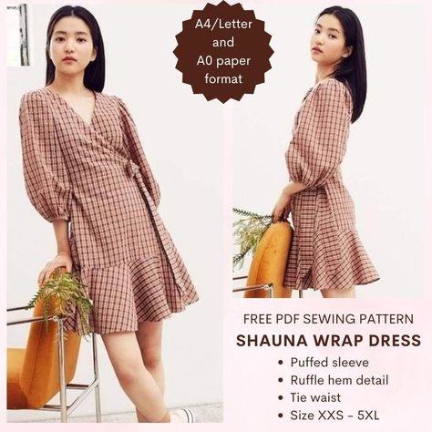 Shauna wrap dress pdf sewing pattern – Tiana's Closet Paper To Print, Wrap Dress Sewing Patterns, Dress Sewing Patterns Free, Wrap Dress Pattern, Dress Patterns Free, Save The Earth, Free Pdf Sewing Patterns, Dress Making Patterns, Womens Sewing Patterns