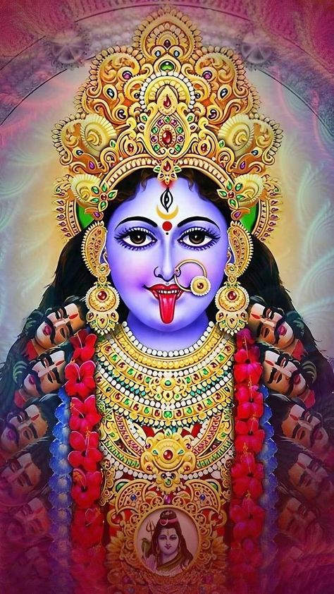 Jay Maa Kali, Durga Maa Pictures, Durgamma Photos, Kali Picture, Maa Kali Images, Goddess Kali Images, Maa Image, Durga Picture, Durga Kali