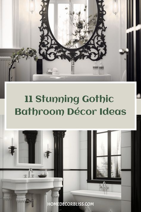 11 Stunning Gothic Bathroom Décor Ideas Victorian Gothic Bathroom Ideas, Gothic Modern Bathroom, Victorian Gothic Bathroom, Gothic Bedrooms, Gothic Bathroom Ideas, Gothic Bathroom Decor, Gothic Bathroom, Dark Bathroom Ideas, Skull Shower Curtain