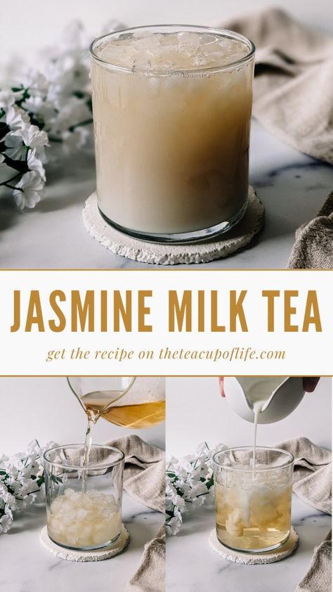 Jasmine Tea Recipe, Jasmine Milk Tea, Green Tea With Milk, Classic Milk Tea, Jasmine Milk Tea Recipe, Green Tea Latte Recipe, Cultural Foods, Cafe Recipes, Sweet Jasmine