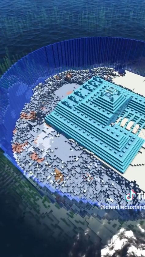 Drained Ocean Monument Minecraft, City Of Atlantis, Game Mode, Base Design, Video Clip, Monument, Minecraft, Gaming, Turn Ons