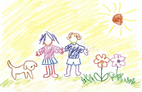 Kids, Flowers, Dog and Sunshine. A child style crayon drawing of a girl, a boy, #Sponsored , #AD, #Sponsored, #Dog, #Kids, #child, #Sunshine Drawing Of A Girl, Crayon Drawing, Crayon Drawings, Children Sketch, Sun Illustration, Flowers Drawing, Childrens Drawings, Happiness Quotes, Crayon Art